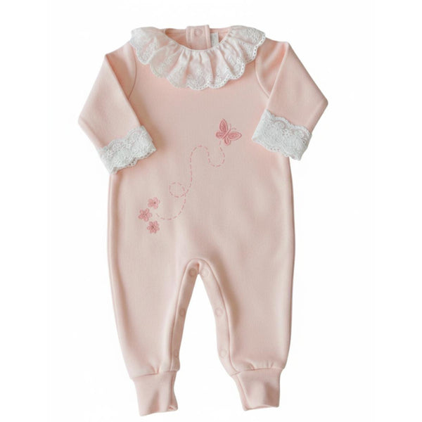 Baby Girls Cotton Flying Freely Footless Onesie – Pink