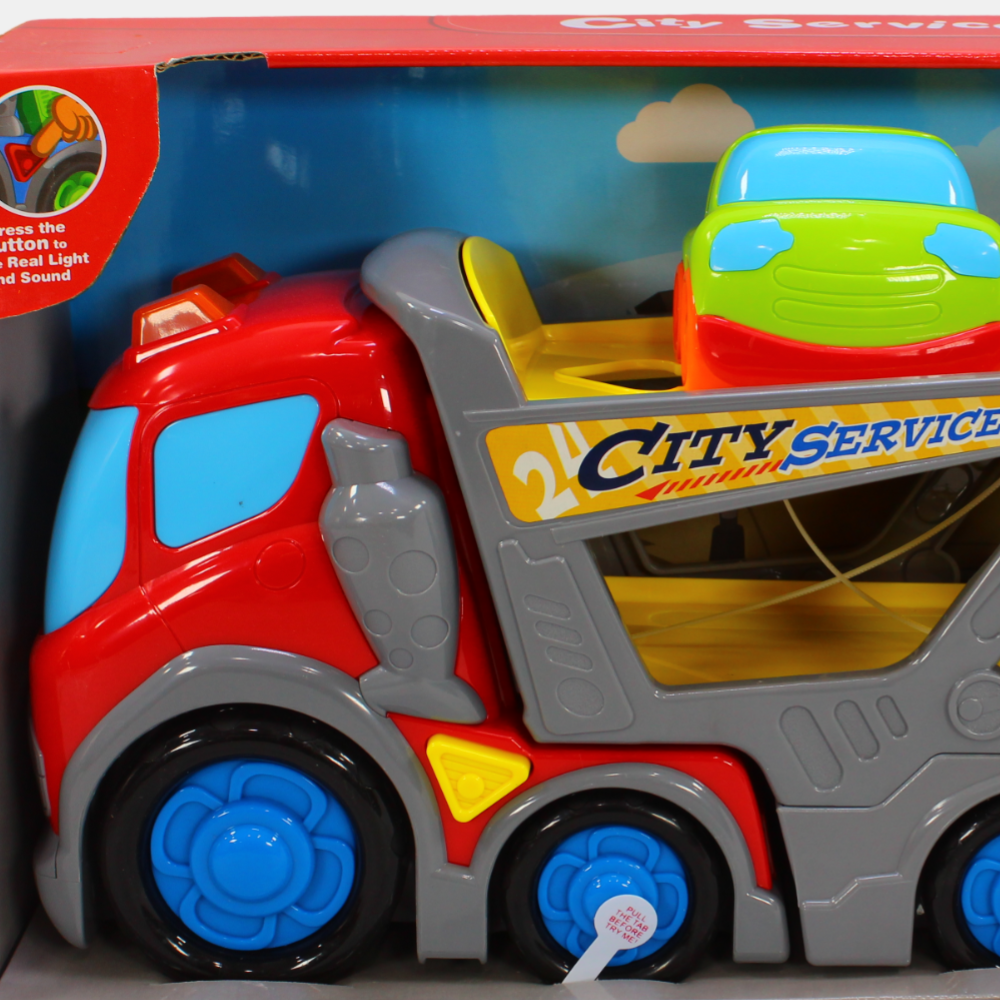 Kiddy Go Busy City Transport Truck with Light and Sound and with 2 Small 9cm Cars