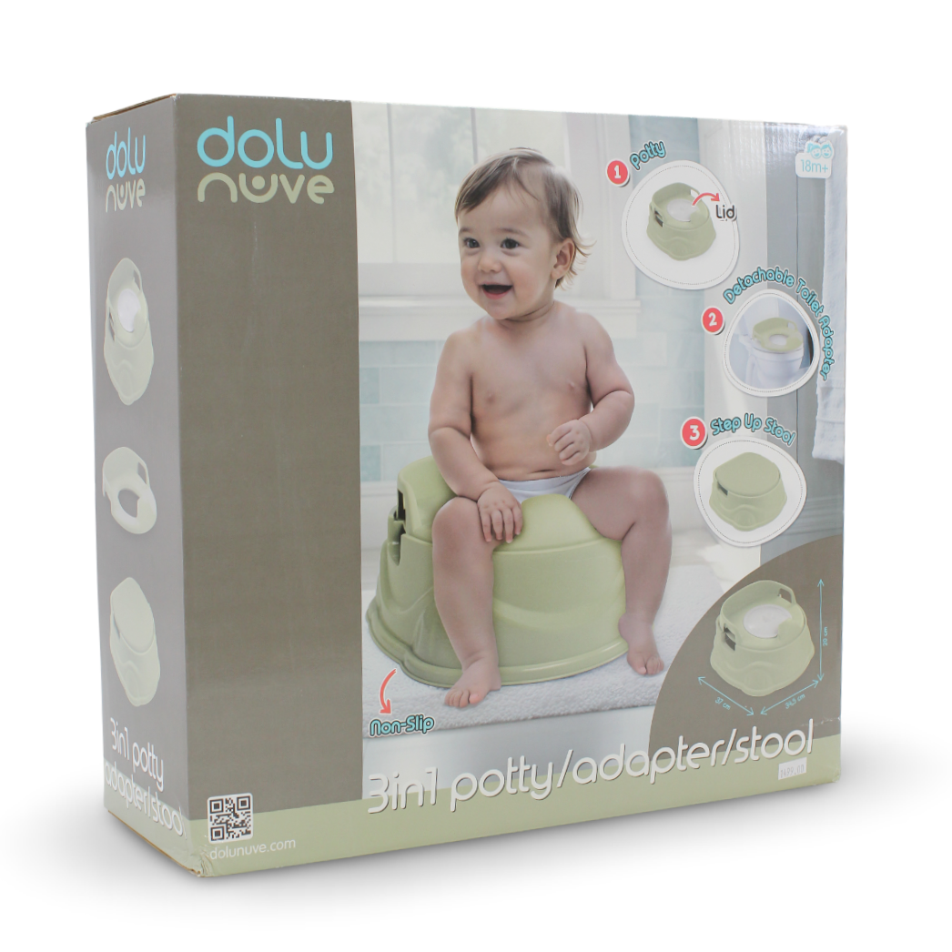Dolu Nuve 3-in-1 Potty, Toilet Adapter & Step Stool – Green