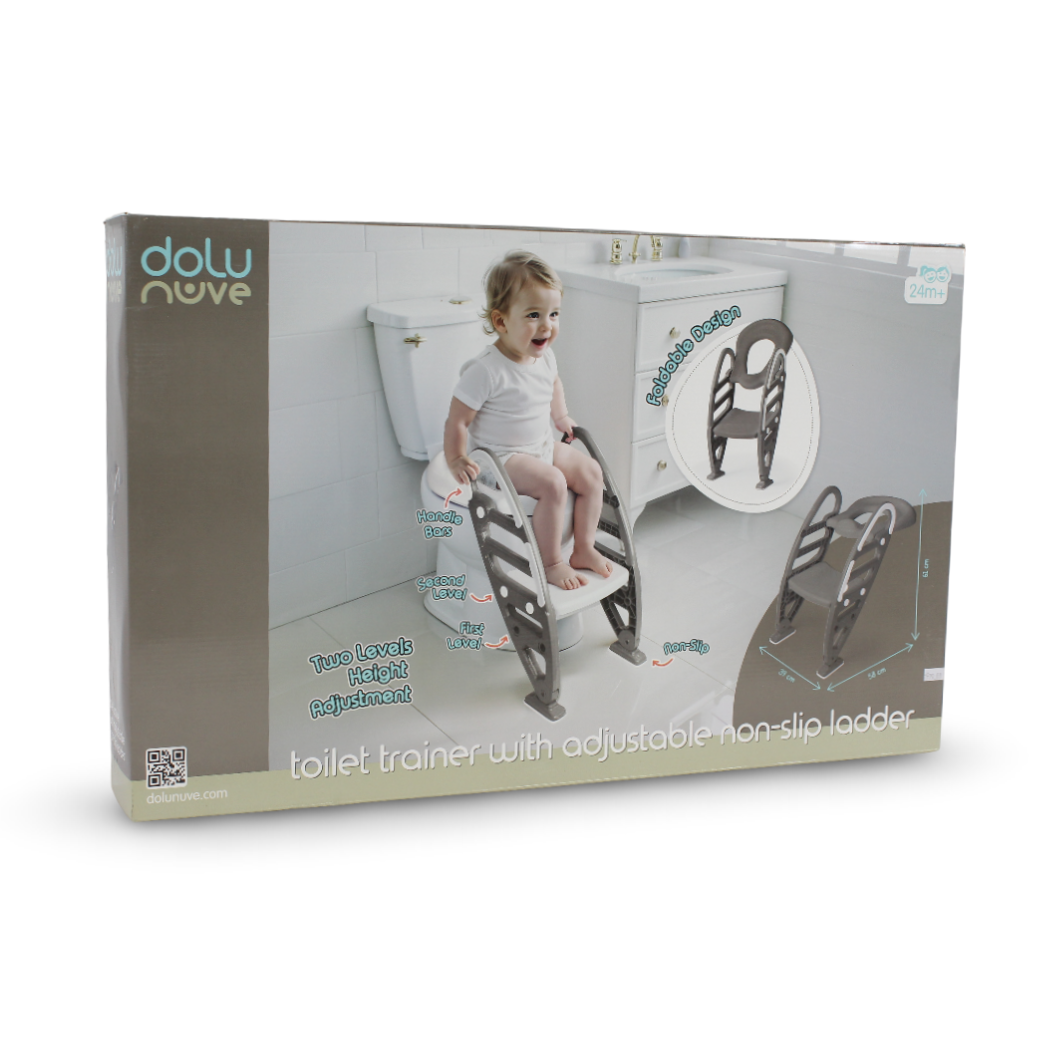 Dolu Nuve Toilet Trainer with Adjustable Non-Slip Ladder – Grey