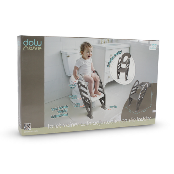 Dolu Nuve Toilet Trainer with Adjustable Non-Slip Ladder – Grey