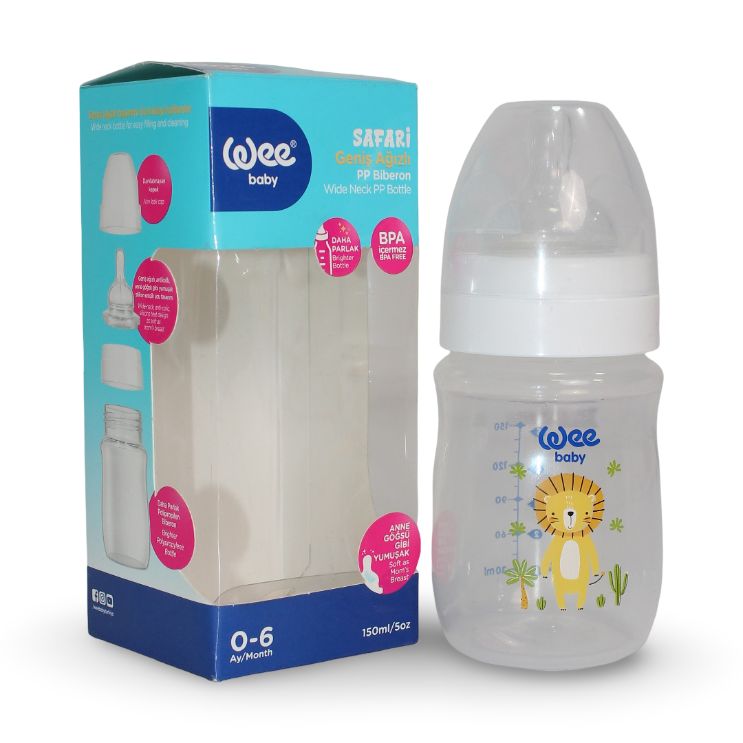 Wee Baby Safari Wide-neck Polypropylene (PP) Baby Bottle 0-6m – 150ml
