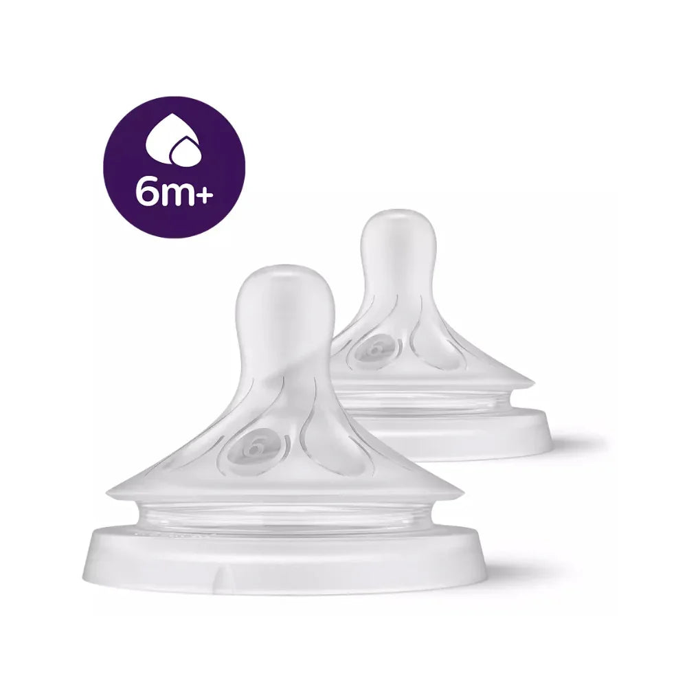 Pack of 2 - Philips  Avent Natural Response Nipple Flow 6 Thick Feed (6M+)