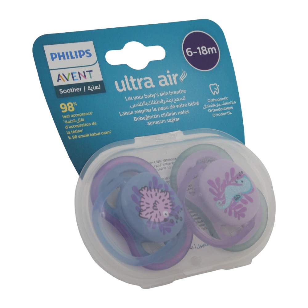 Philips Avent Ultra Air Pacifiers – Girl 2 Pack (6–18 Months)