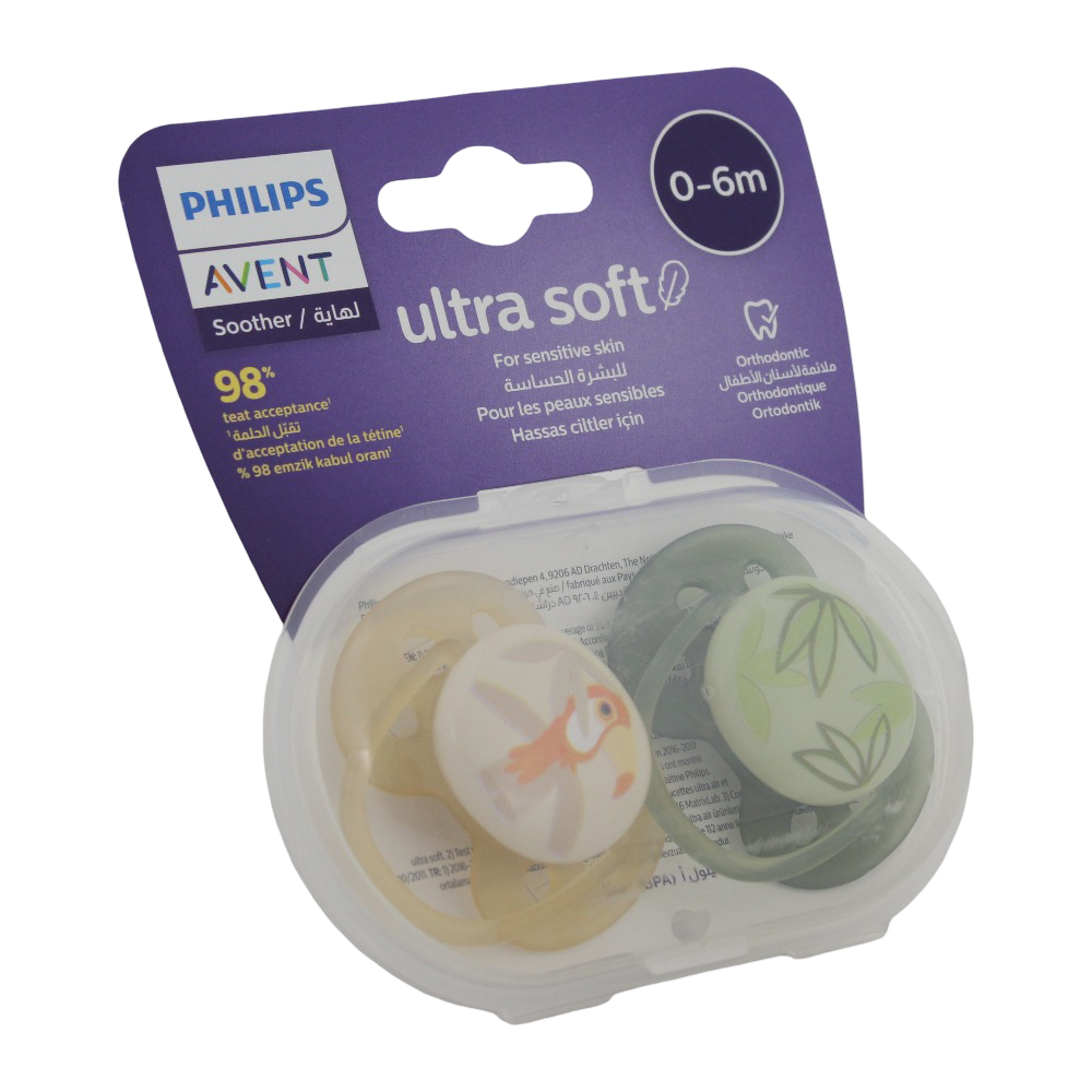 Philips Avent Ultra Soft Pacifier for Baby Boys 0–6 Months – 2 Pack