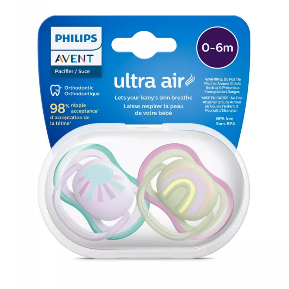 Philips Avent Ultra Air Pacifiers Sun & Rainbow (0-6m) – 2 Pcs