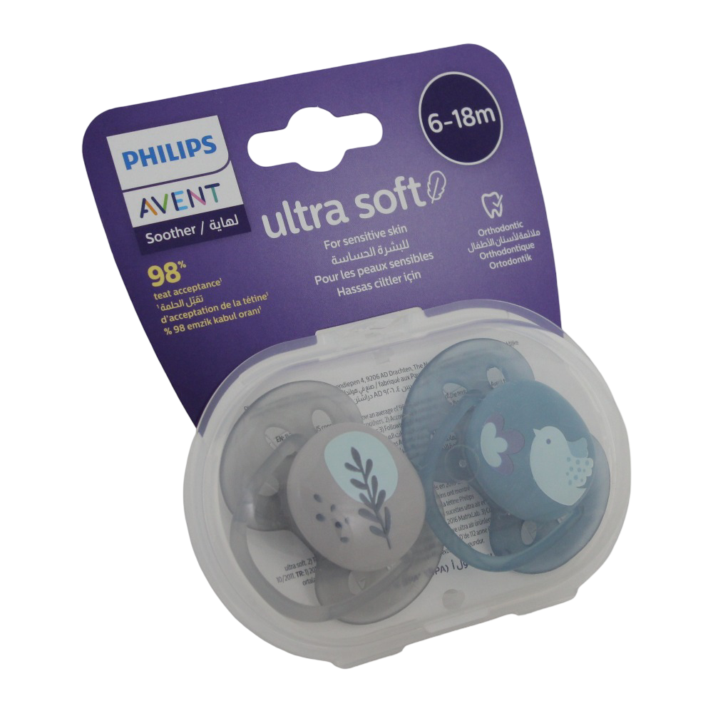 Philips Avent Ultra Soft Pacifier for Baby Boys 6–18 Months – 2 Pack