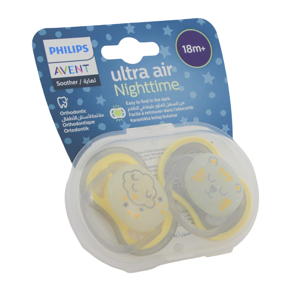 Philips Avent Ultra Air Nighttime Pacifiers – Glow-in-the-Dark (2 Pack, 18m+)