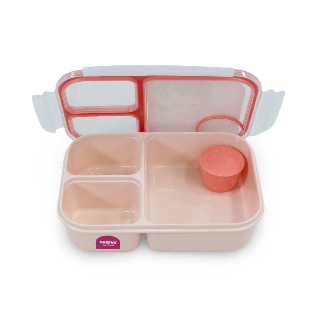 Lock n' Lock To-Go 3-Compartment Lunch Box 980ml – Pink