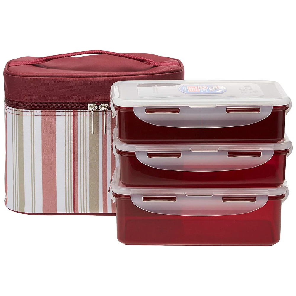 Lock 'n Lock Lunch Boxes with a Lunch Bag – Brick Red