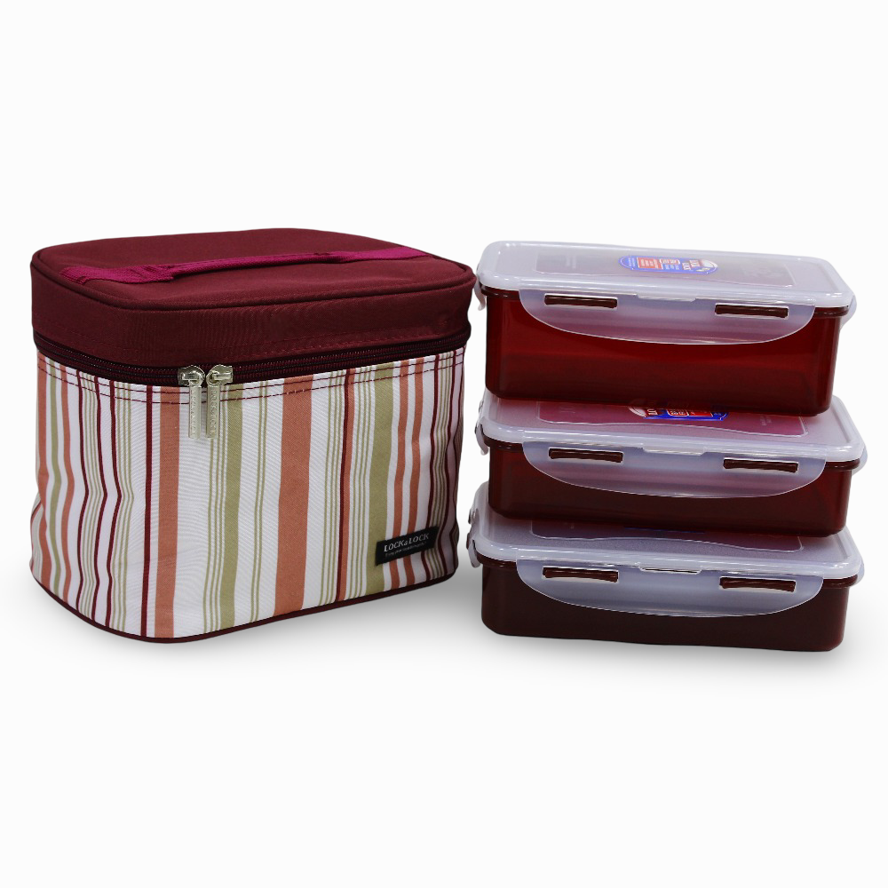 Lock 'n Lock Lunch Boxes with a Lunch Bag – Brick Red