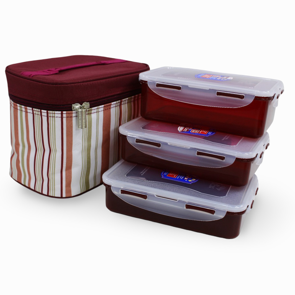 Lock 'n Lock Lunch Boxes with a Lunch Bag – Brick Red