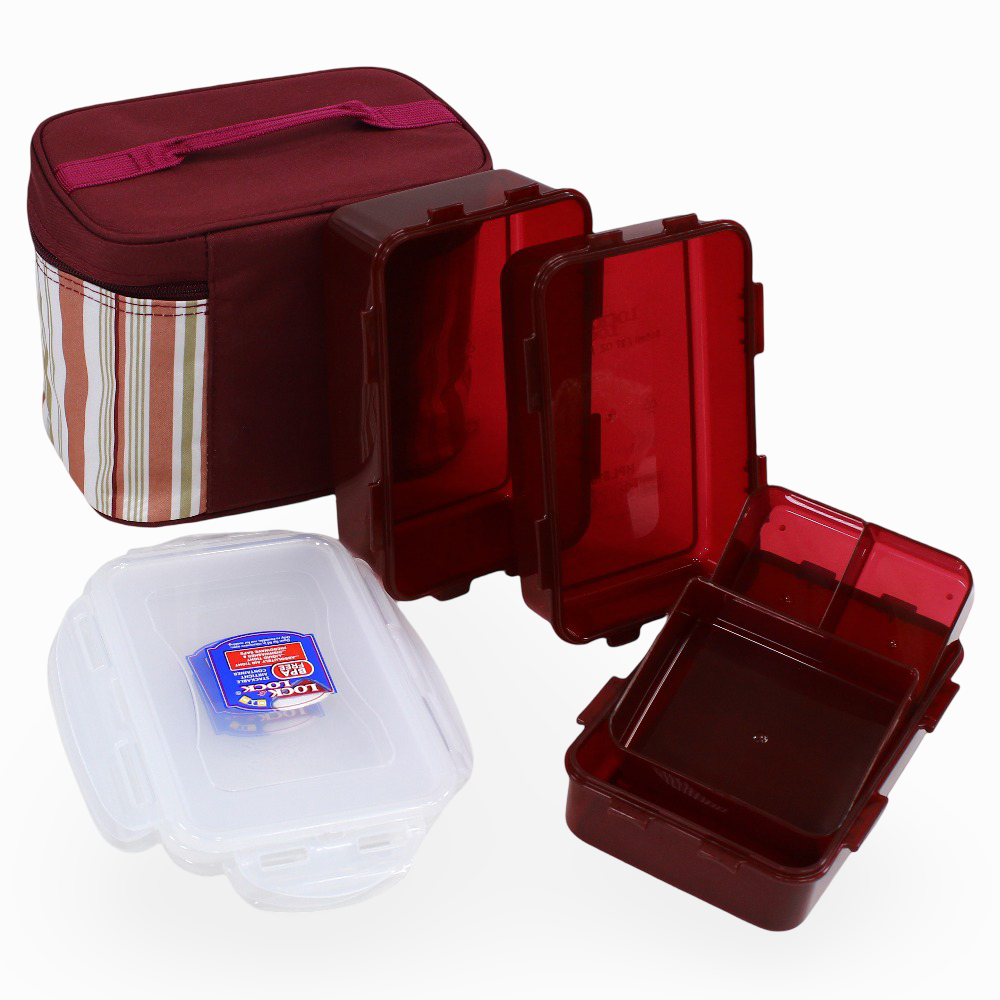 Lock 'n Lock Lunch Boxes with a Lunch Bag – Brick Red