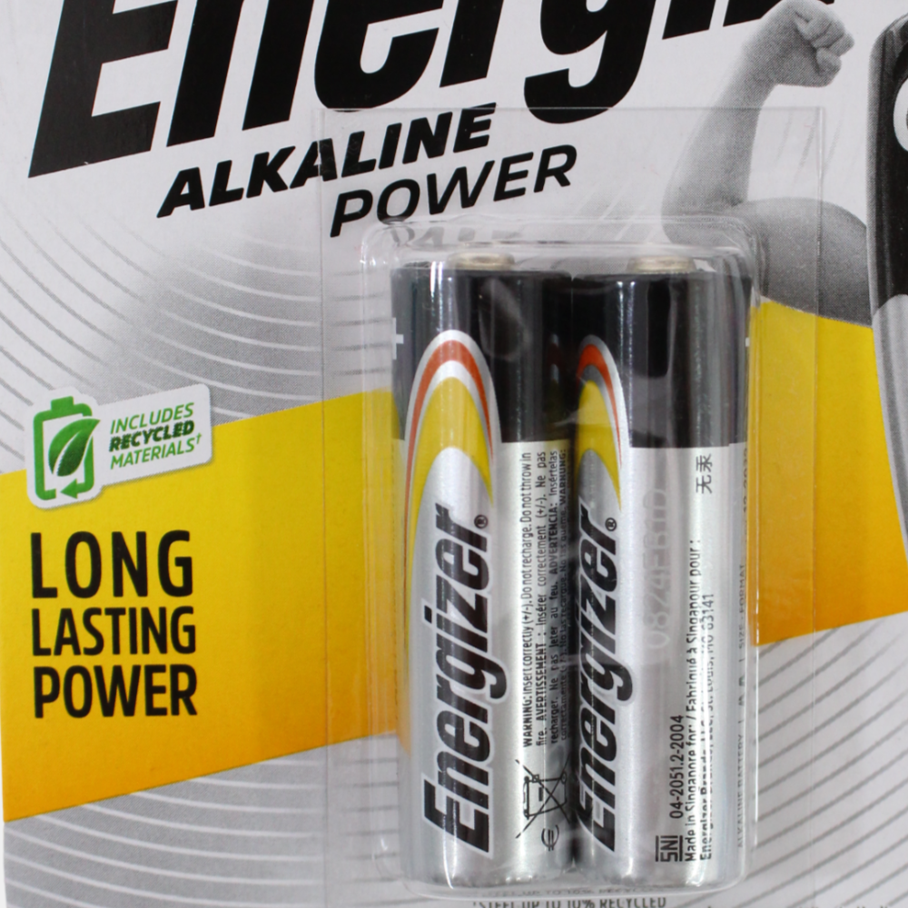 Energizer Power AA2 Alkaline Batteries - Pack of 2 (1.5V)