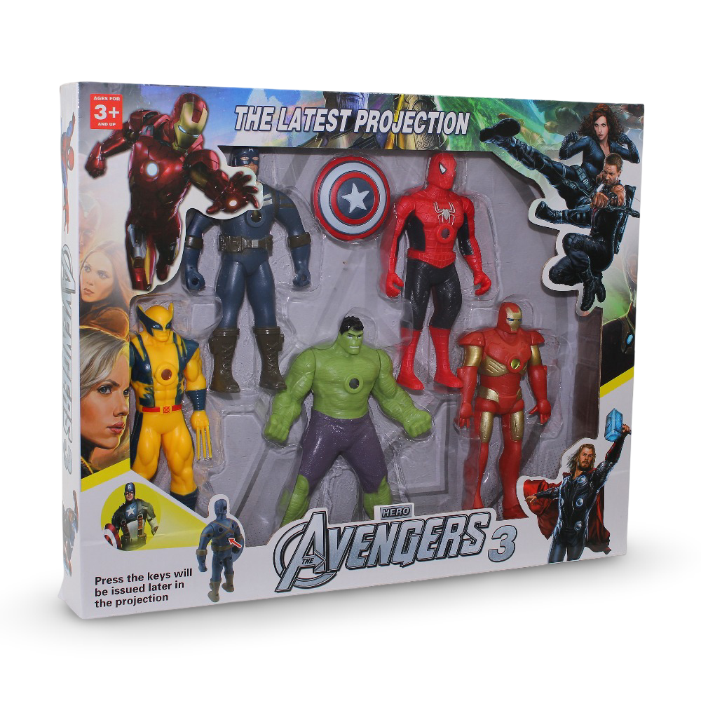 Superhero Projection Action Figure Set with Multiple Characters