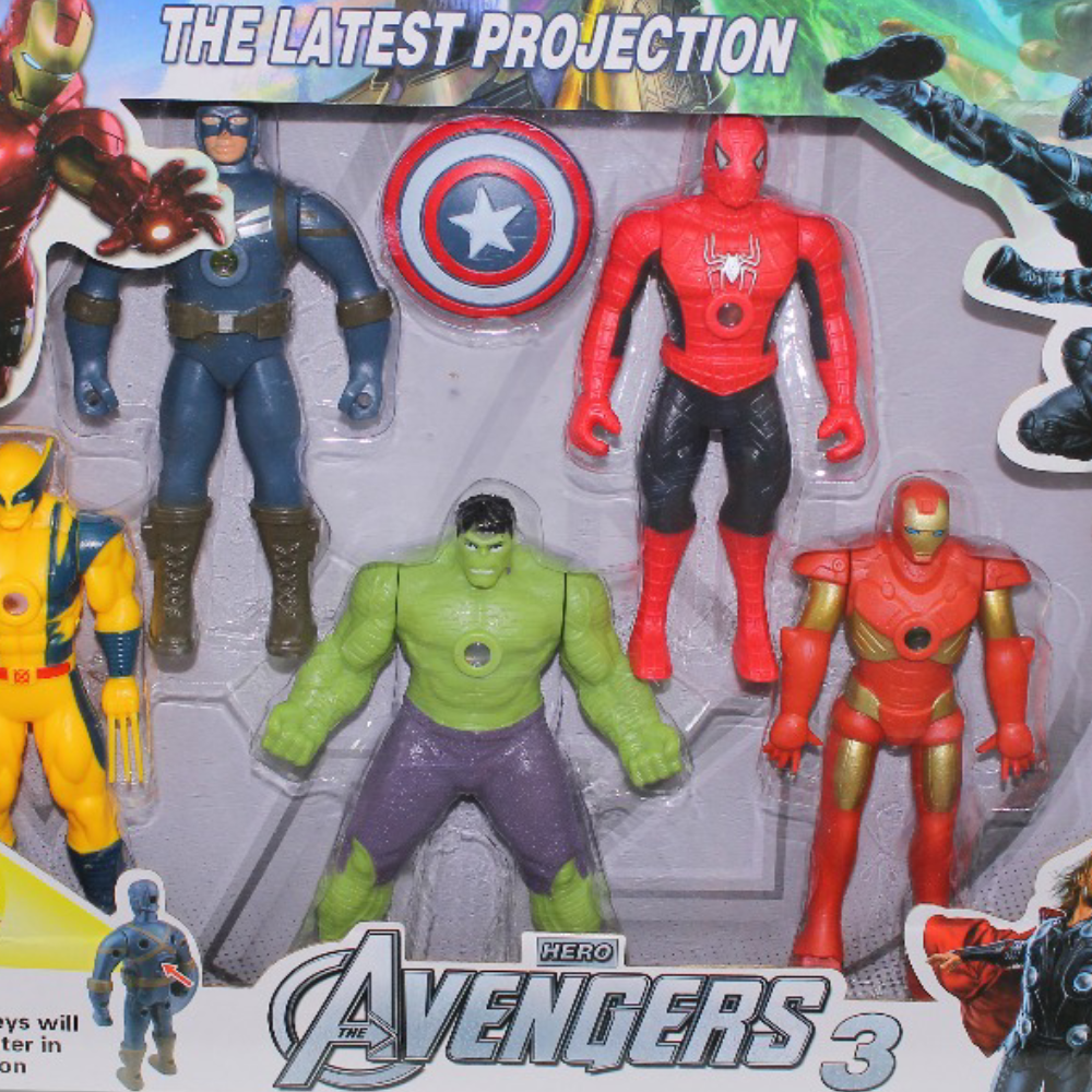 Superhero Projection Action Figure Set with Multiple Characters