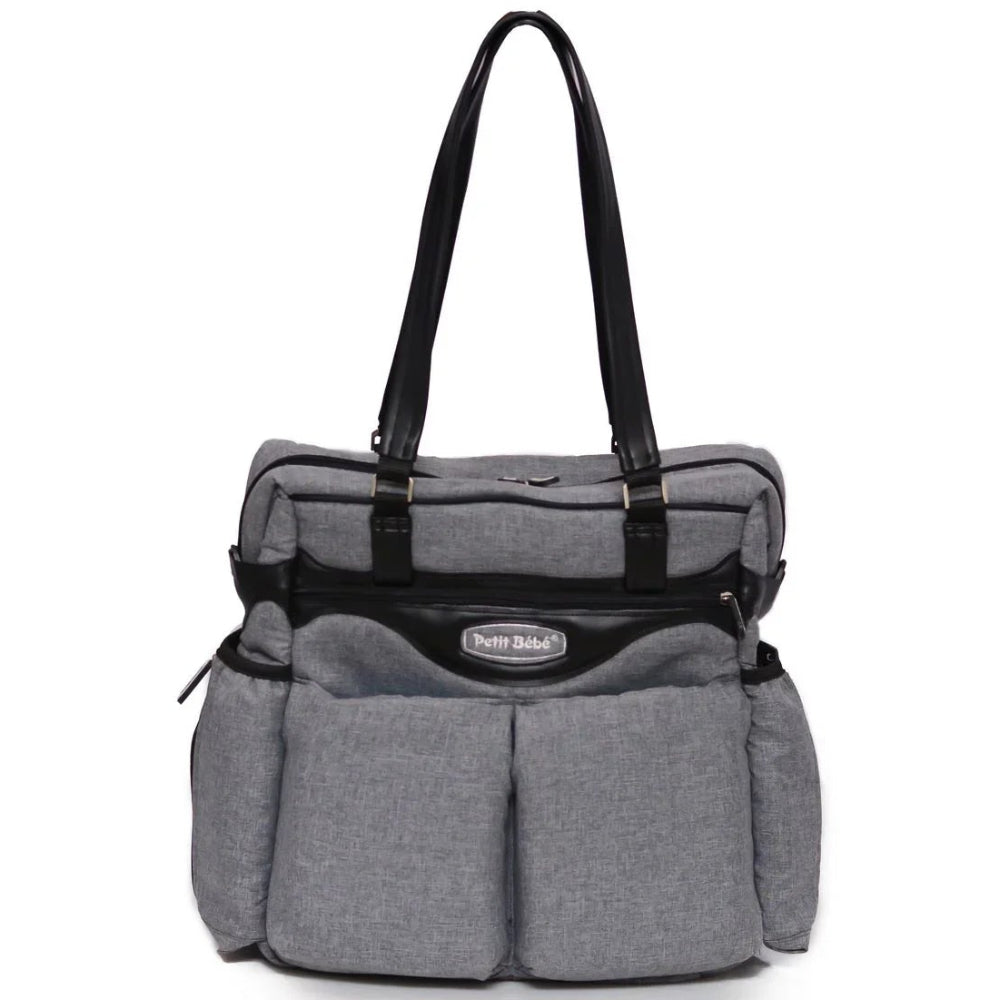 Petit Bebe Baby Diaper Bag Premium – Grey & Black