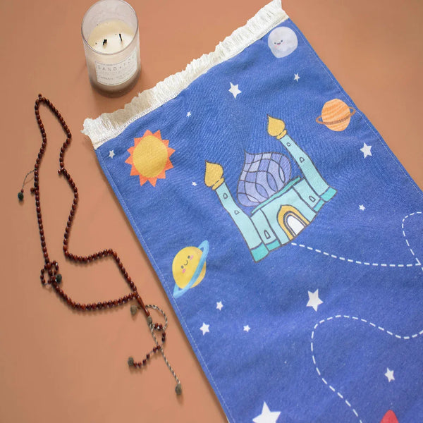 Children's Prayer Mat (Beautiful Mosque & Space Rocket)