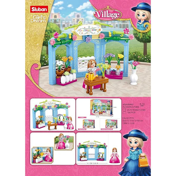 Sluban Girls Dream Flower Shop Building Blocks Set - 154 Pcs