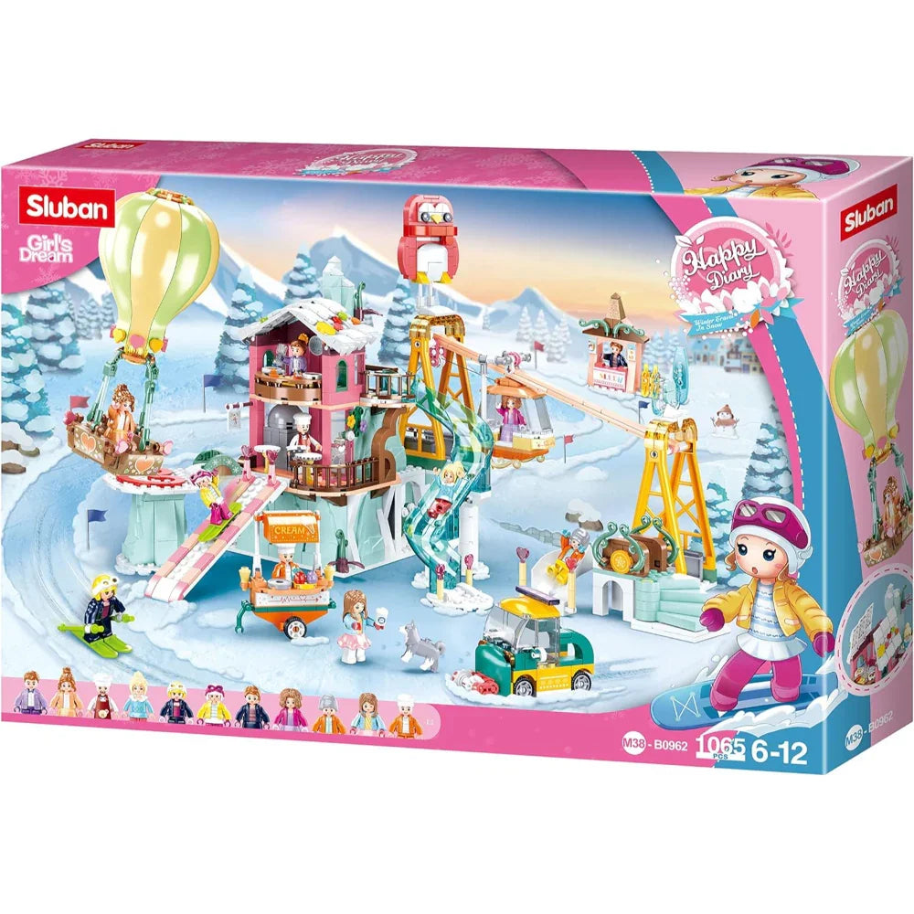 Sluban Girls Dream Happy Diary Ski Field Building Blocks Set - 1065 Pcs