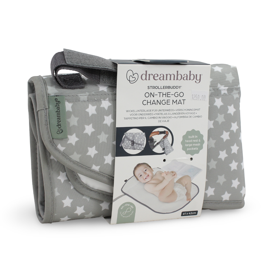 Dreambaby StrollerBuddy On-the-Go Change Mat – Grey Stars
