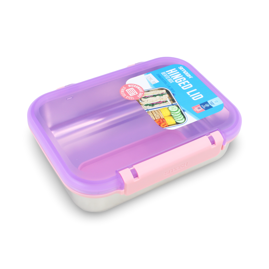 Smash Stainless Steel Hinged Bento Lunch Box 1.8L – Purple