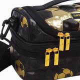 Fabric Lunch Bag Football Design - Black & Golden