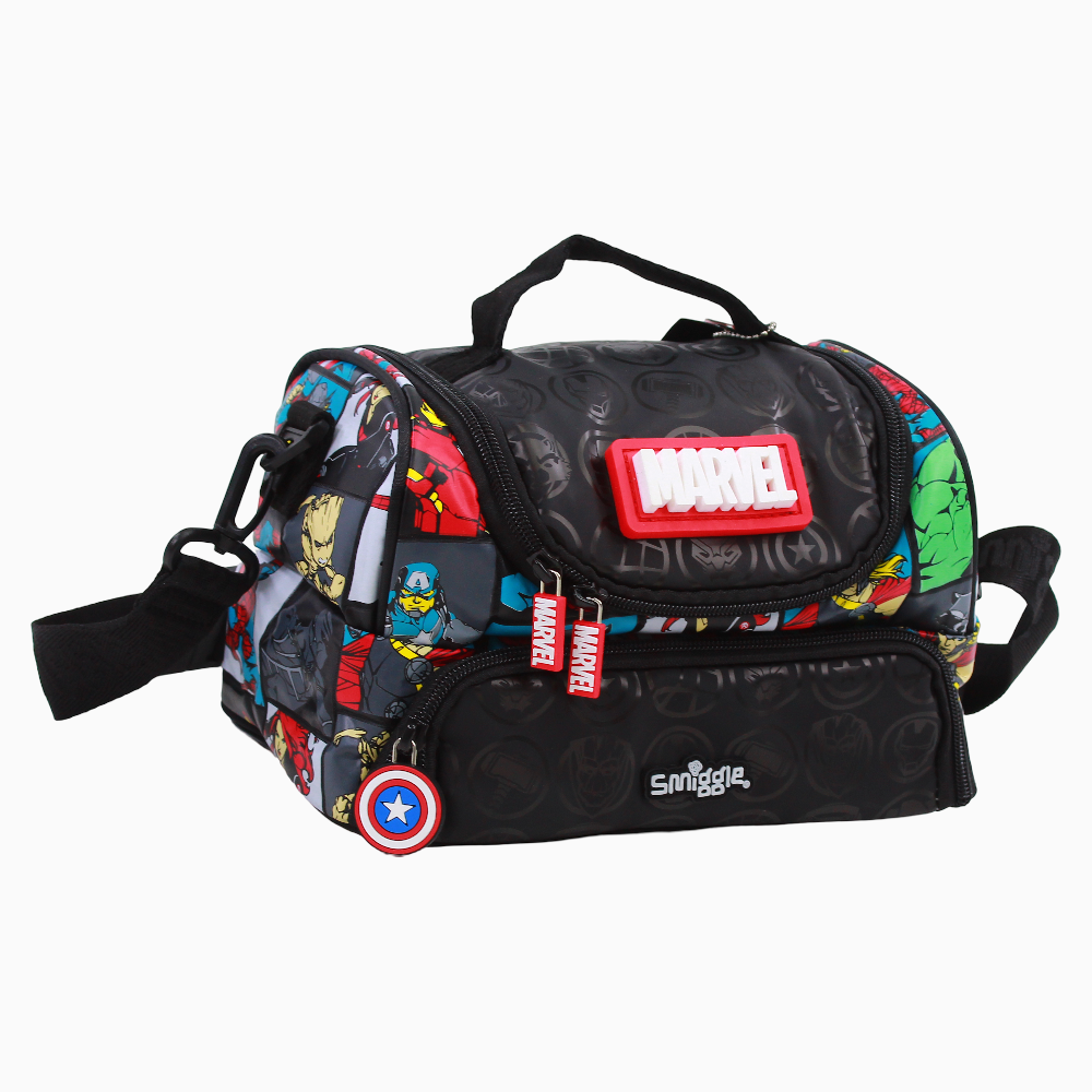 Fabric Lunch Bag - Black & Avengers