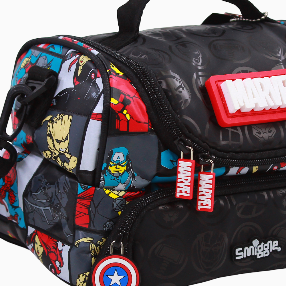 Fabric Lunch Bag - Black & Avengers