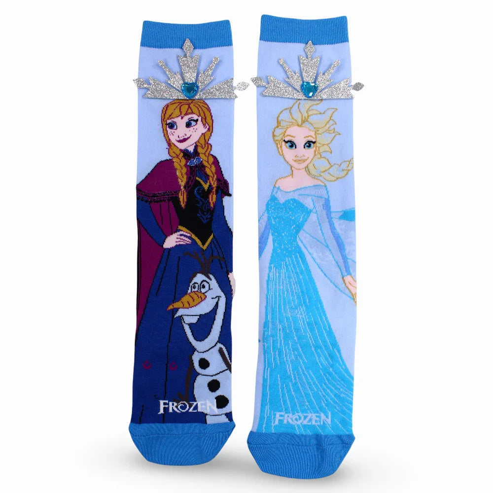 3D Girls Socks – Baby Blue with Frozen Design - Clothing - OKO