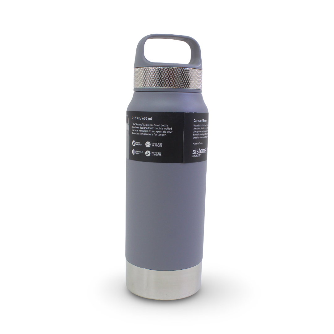 Sistema Hydrate Stainless Steel Water Bottle 650ml – Grey