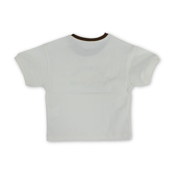 Baby Boys Cotton T-Shirt – Off-White with "Get Outside" Print