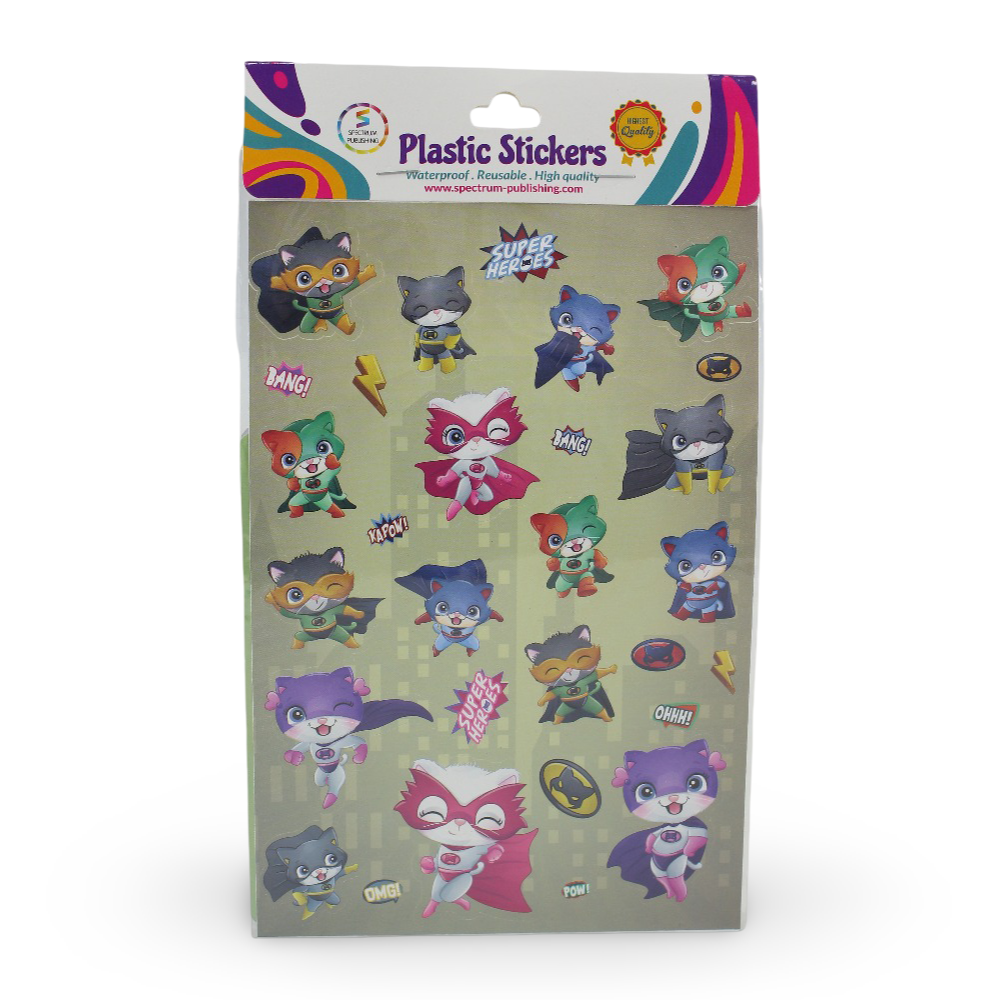 Spectrum Publishing "Super Cats" Plastic Stickers - Assortments