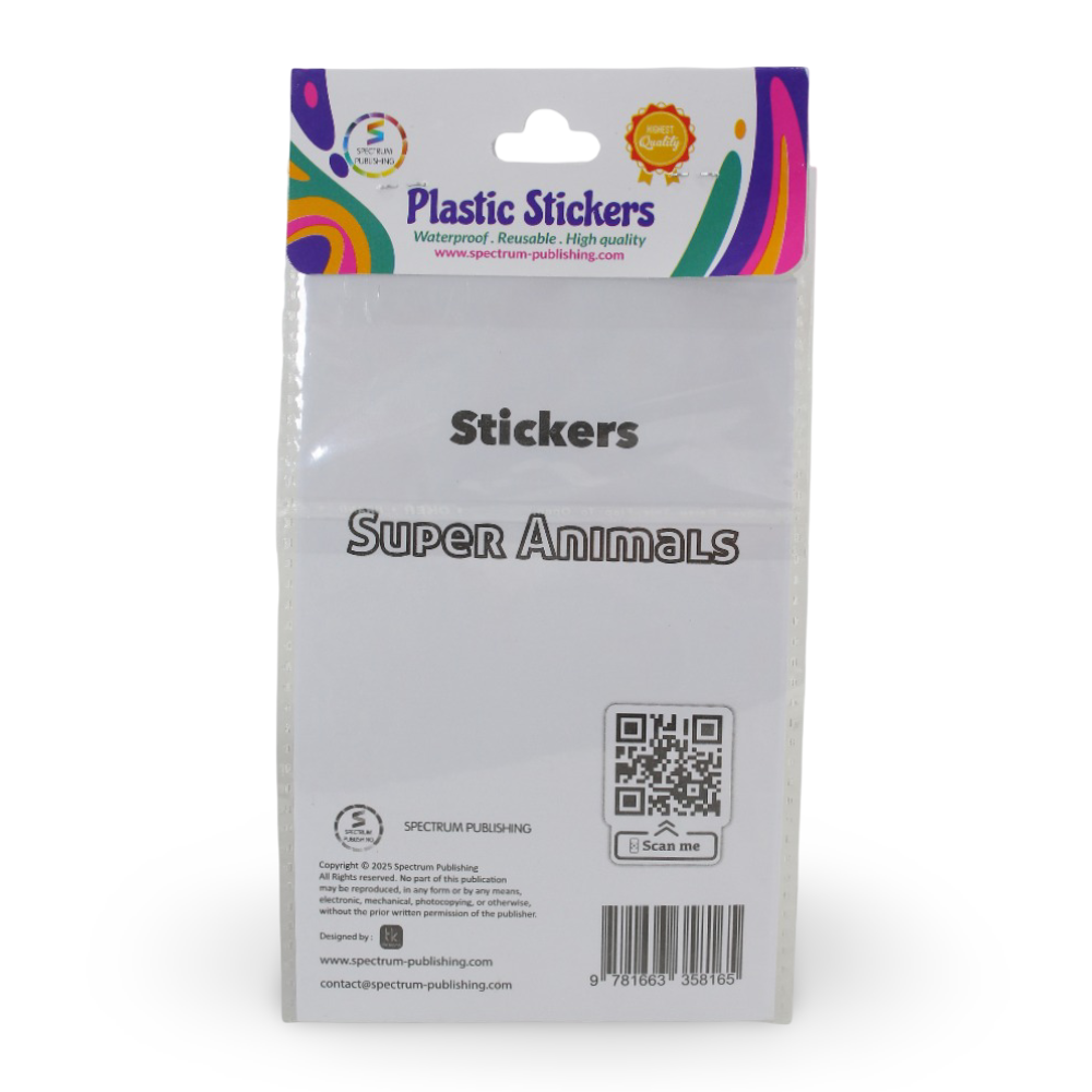 Spectrum Publishing "Super Animals" Plastic Stickers