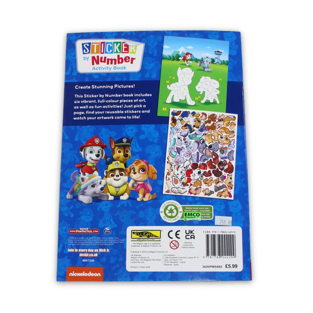 Paw Patrol Sticker by Number Activity Book