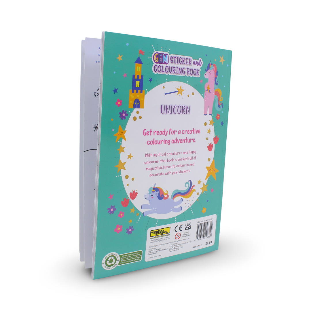Alligator Unicorn Gem Sticker and Colouring Book
