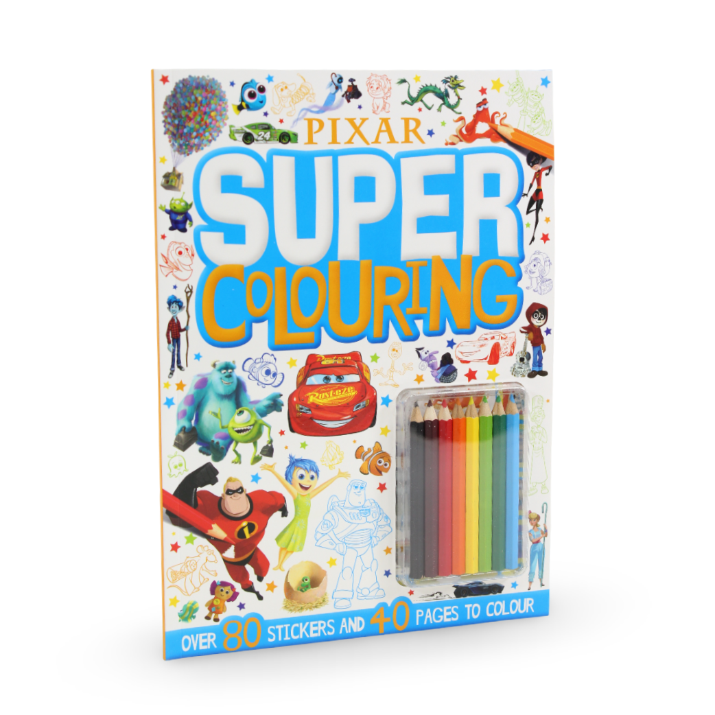 Igloo Books Disney Pixar Super Colouring Book + 8 Color Pencils