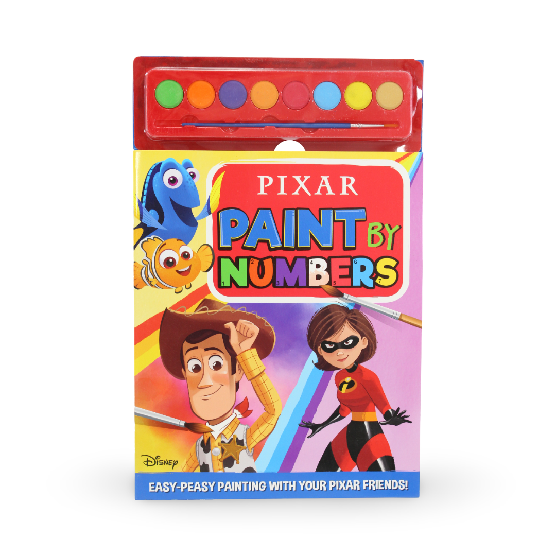 Igloo Books Disney Pixar Paint by Numbers Colouring Book + Watercolour Palette