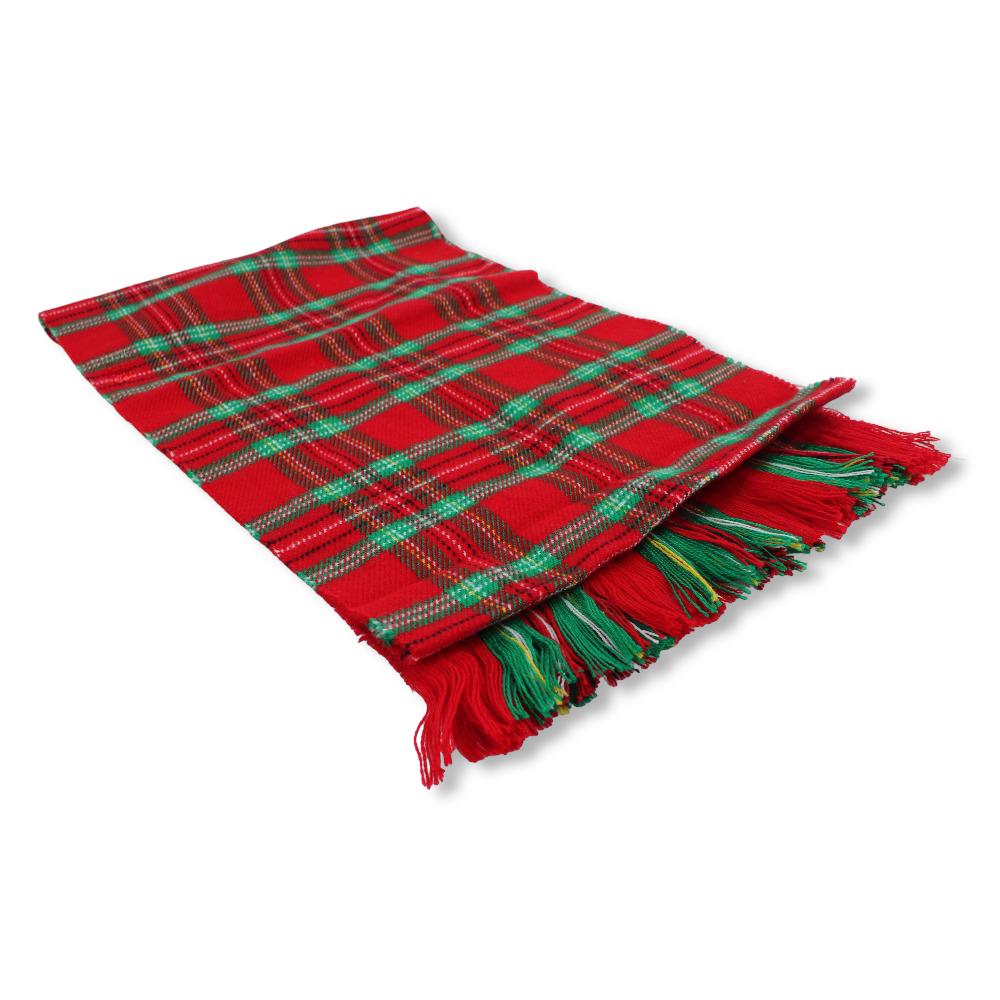 Unisex Checkered Winter Scarf – Red