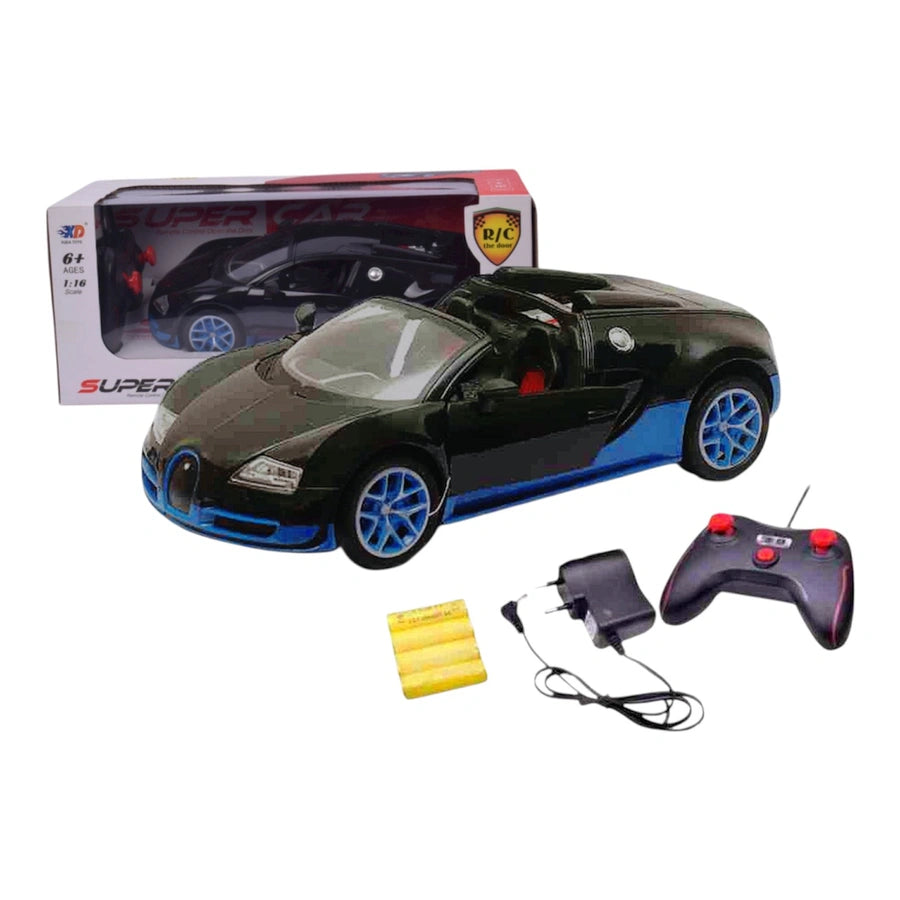 Super Car 1:16 Scale RC Car Toy – Black and Blue