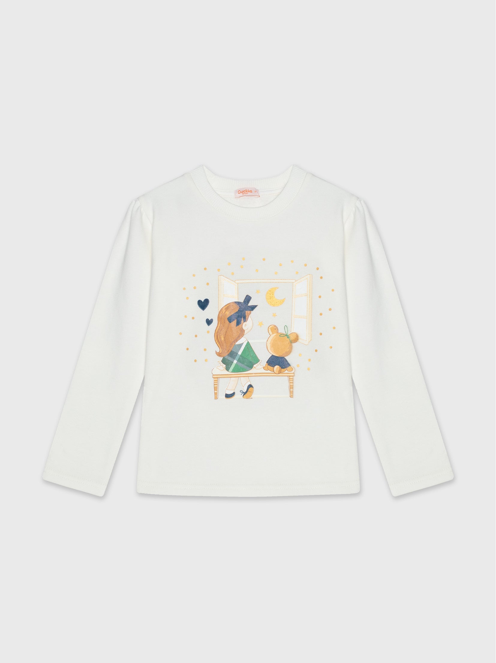 Girls Cotton T-Shirt –  Girl and Teddy Design