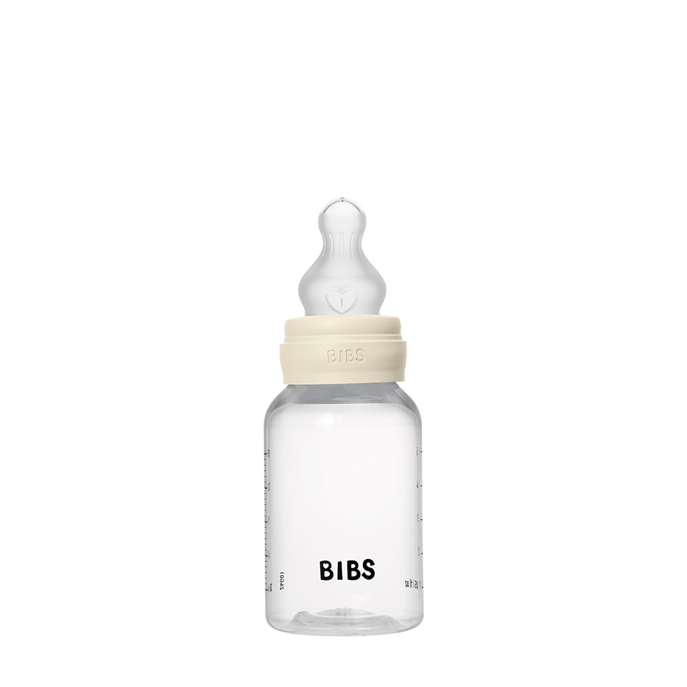 BIBS Round Silicone Baby Bottle 1-Pack 150 ml Slow Flow – Ivory