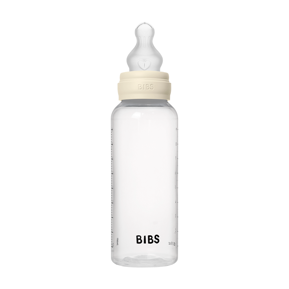 BIBS Round Silicone Baby Bottle 1-Pack 270 ml Medium Flow – Ivory