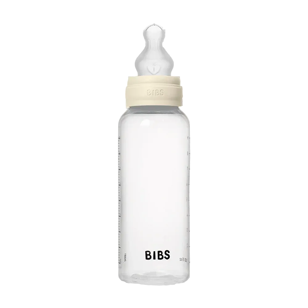 BIBS Round Silicone Baby Bottle 1-Pack 270ml Medium Flow – Ivory