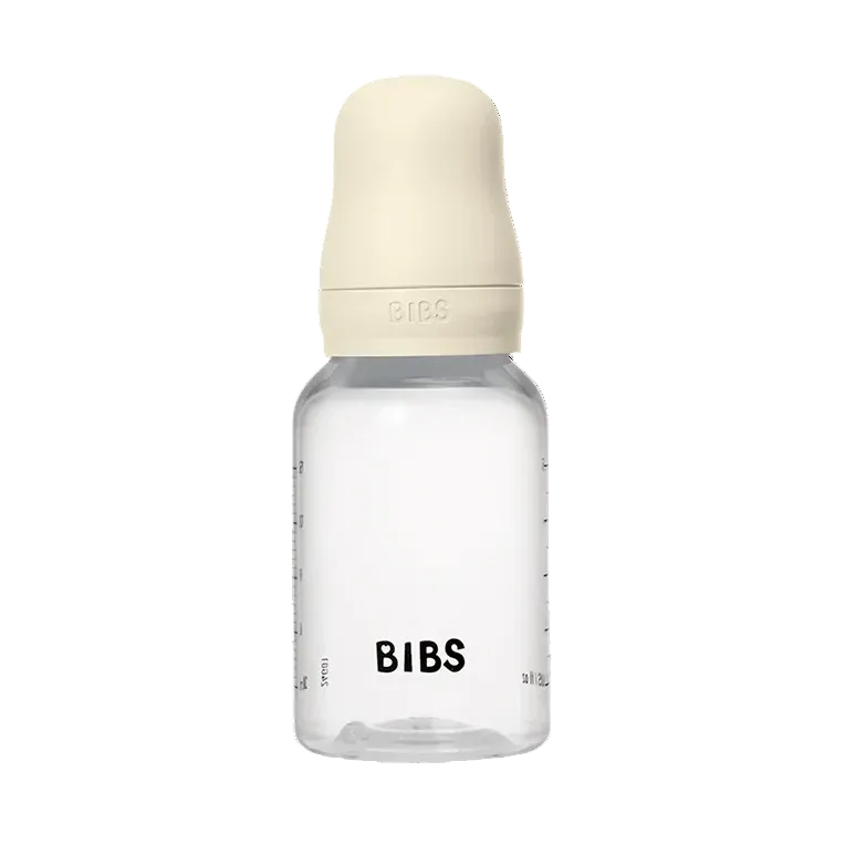 BIBS Round Silicone Baby Bottle 1-Pack 150ml Slow Flow – Ivory - Baby Essentials