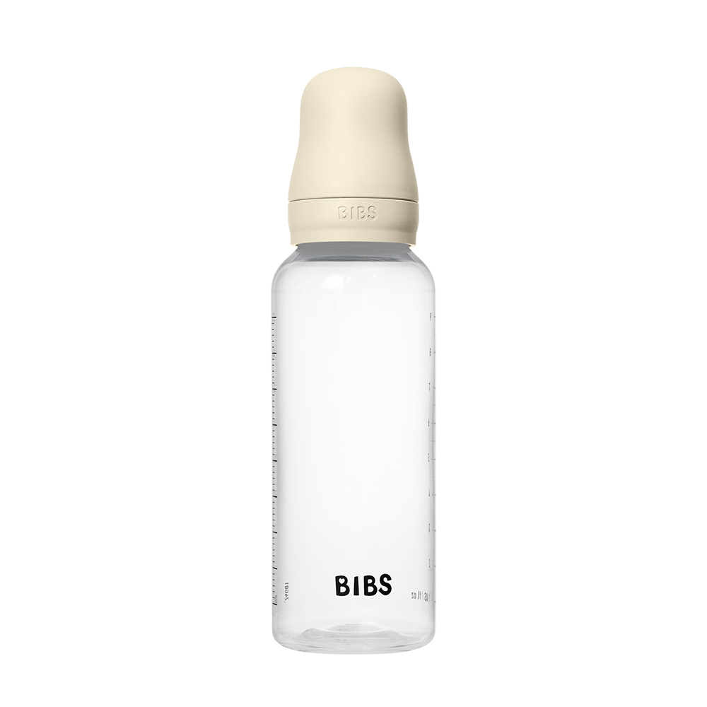 BIBS Round Silicone Baby Bottle 1-Pack 270 ml Medium Flow – Ivory