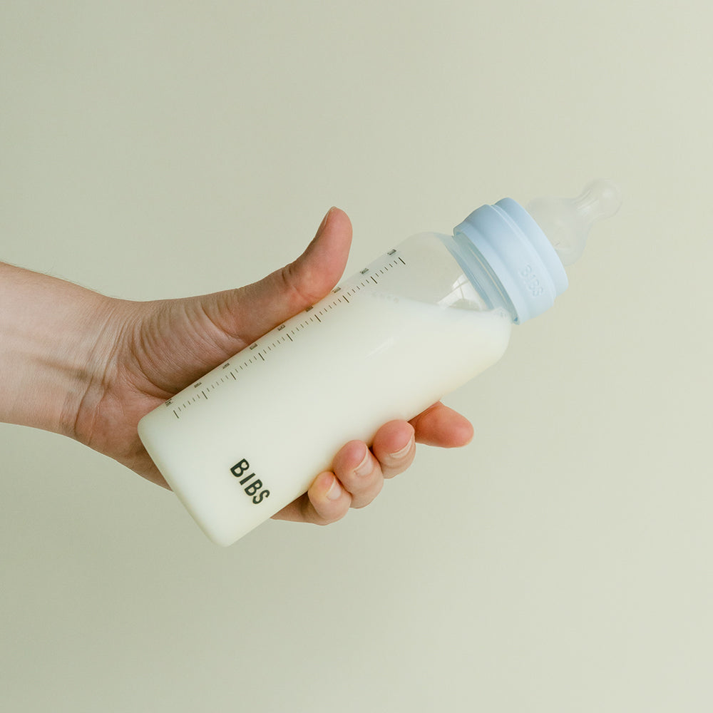 BIBS Round Silicone Baby Bottle 1-Pack 270 ml Medium Flow - Baby Blue