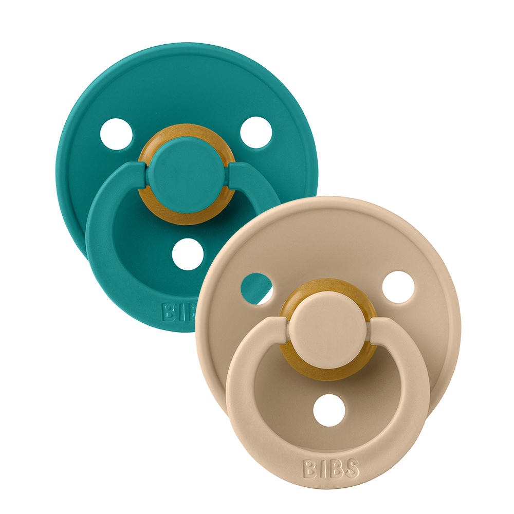 BIBS Color Pacifier 2-PACK Latex - Size 2 - Taupe/Scuba