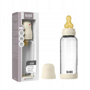 BIBS Glass Baby Bottle Round Latex - 1 pack 240 ml Medium Flow Ivory