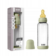 BIBS Glass Baby Bottle Round Latex 1 pack 240 ml Medium Flow Sage